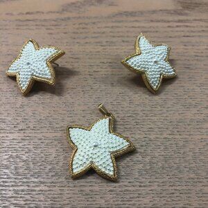 So Retro! Starfish earring and necklace set in cream and gold pendant and posts